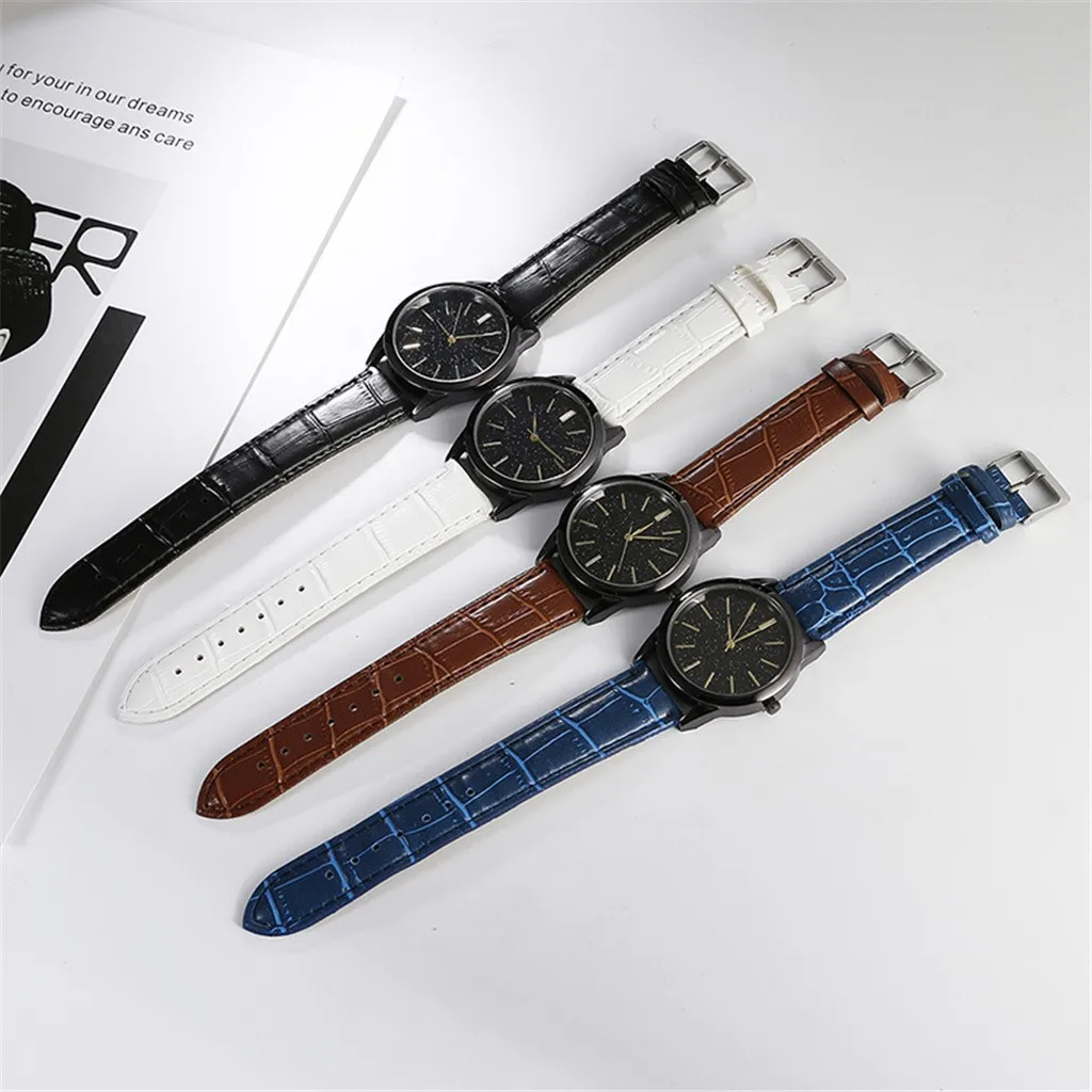 

2020 New men watches Popular Men's Casual Net With Stars Decoration Fashion Wild Belt Watch relogio masculino @5