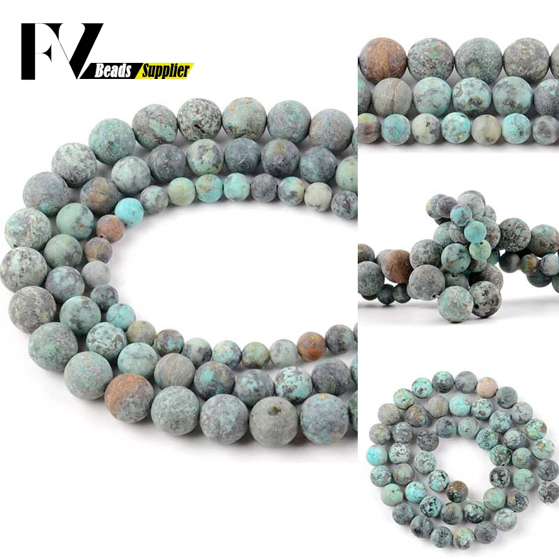 

Natural Matte Stone Dull Polished African Turquoises Round Beads For Jewelry Making Needlework Diy Bracelet Charm 4 6 8 10mm 15”