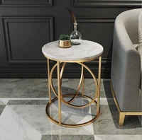 Living Room furniture set stainless steel marble top round side table