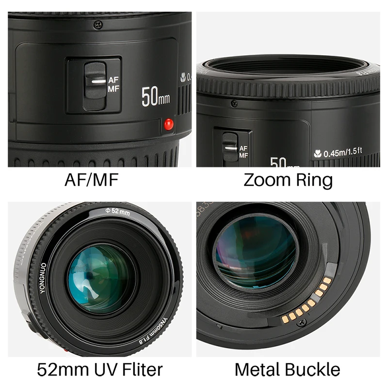 Стандартный объектив YONGNUO YN50mm F1.8 с креплением EF автофокусом для Canon EOS 350D 450D 600D 650D