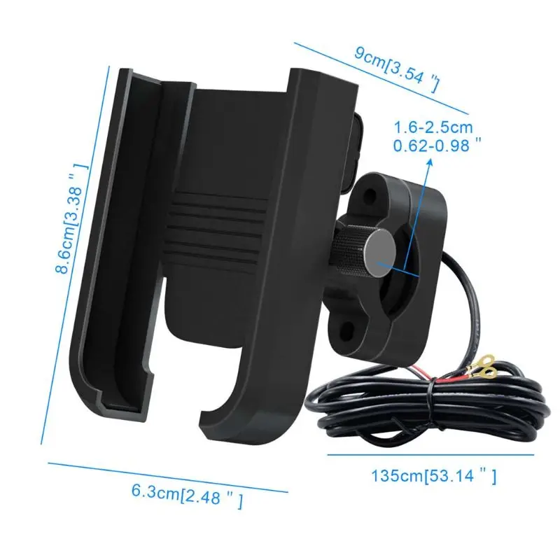 

Motorcycle Handlebar Rear Mirror Phone Holder Bike GPS Navigation USB Charger Cellphone Mount Bracket High Quality and Brand New