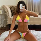 Сексуальный гофрированный бикини 2021, лоскутный купальник, женский купальник, Женский комплект бикини из двух предметов, купальные костюмы, пляжная одежда