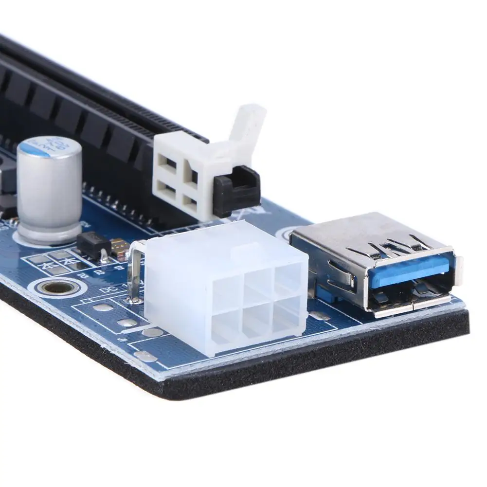SATA PCI-E 1X to 16X Bitcoin Extender Raiser Card 15Needle 6Pin Power Line DC-DC PCI USB3.0 Cable BTC Mining Riser | Компьютеры и офис