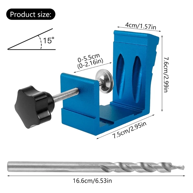 

New Pocket Slant Hole Jig Kit 46 Pcs Woodworking Oblique Hole Locator Positioner Drilling Sets Good Impact Resistance Wrench