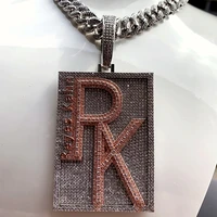 hip hop customized two tone necklace pendant real gold plated cubic zirconia customized initial accessoriesins punky jewelry