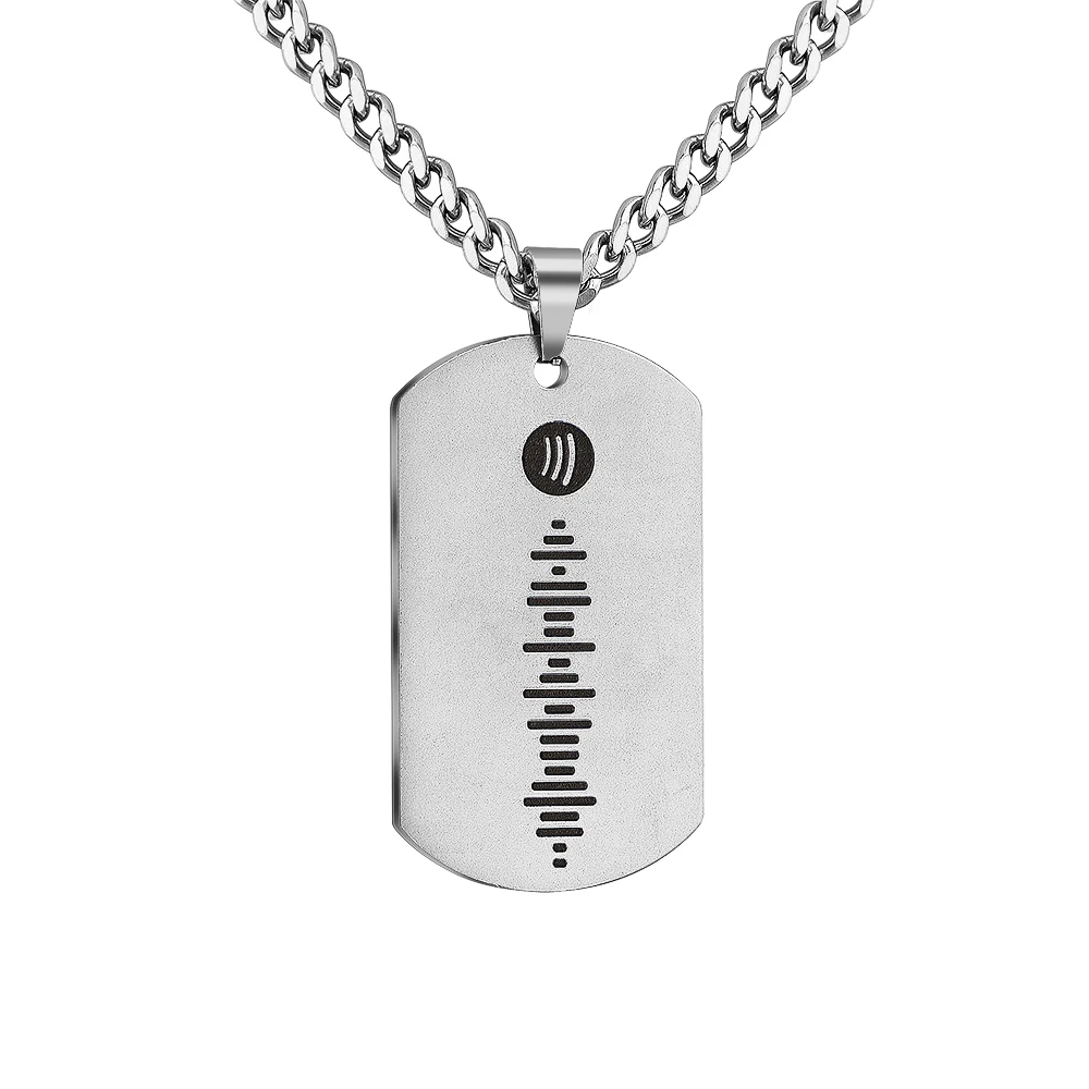 

Custom Spotify Scan Code and Photo Pendant Necklace Military Pendant Necklace Jewelry Gifts Stainless Steel Necklace