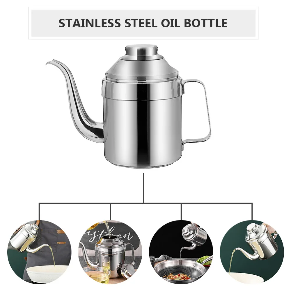

1pc Kitchen Sesame Oil Can Stainless Steel Soy Sauce Bottle Oil Bottle (Silver)