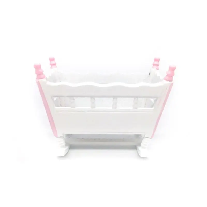 1:12 миниатюрный кукольный домик мебель белая деревянная детская колыбель кровать