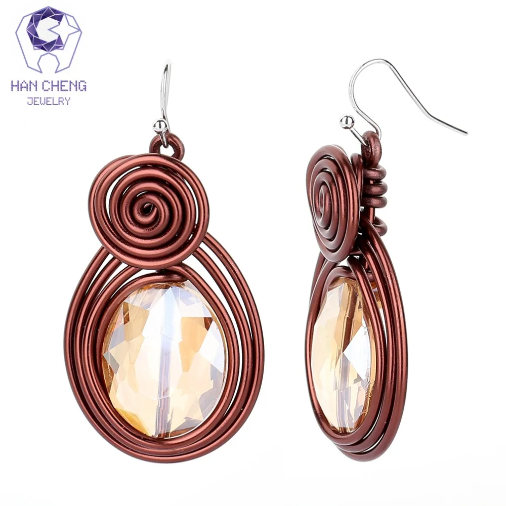 Женские большие висячие серьги HanCheng металлические серьги-подвески с кристаллами