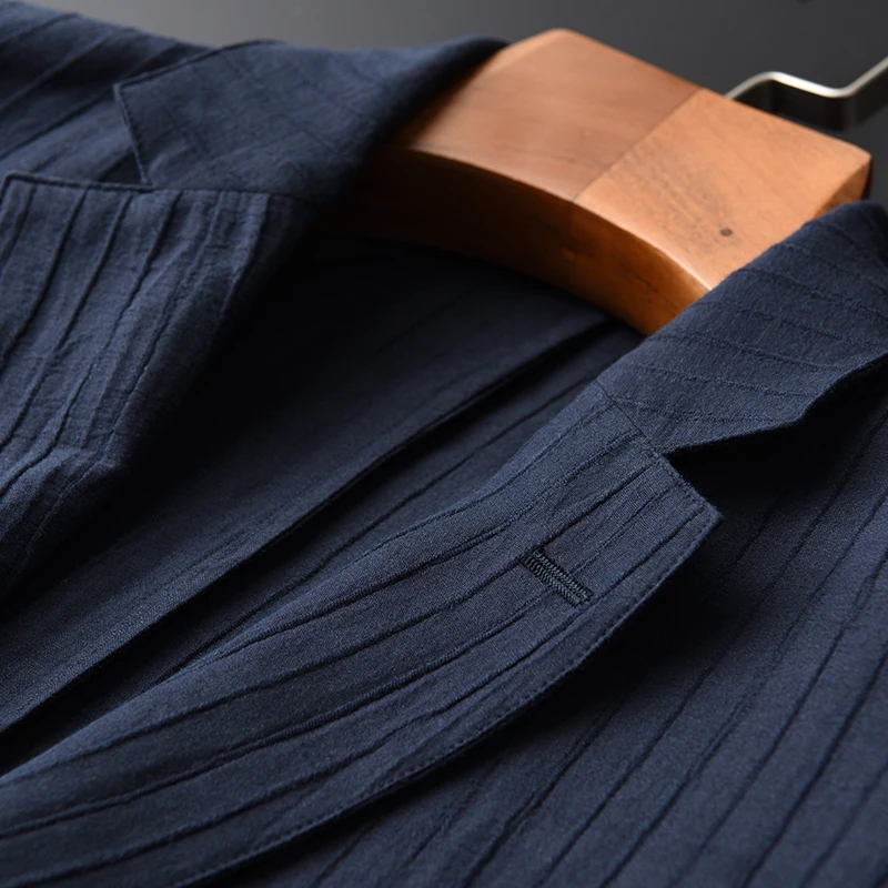 Новое поступление Весенняя хлопковая льняная повседневная мужская приталенная