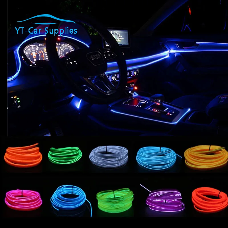

1M/2M/3M/5M Car Interior Led Decorative Lamp Wiring Neon Strip For Auto DIY Flexible Ambient Light USB Party Atmosphere Diode