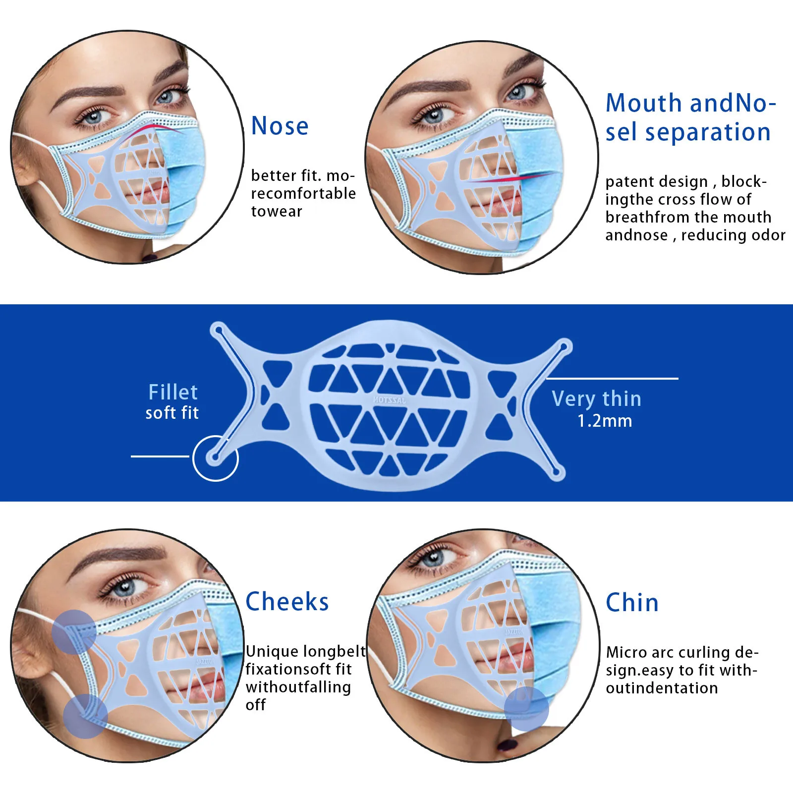 6 шт. 3D дышащая маска на рот с клапаном для поддержки дыхания внутренний кронштейн
