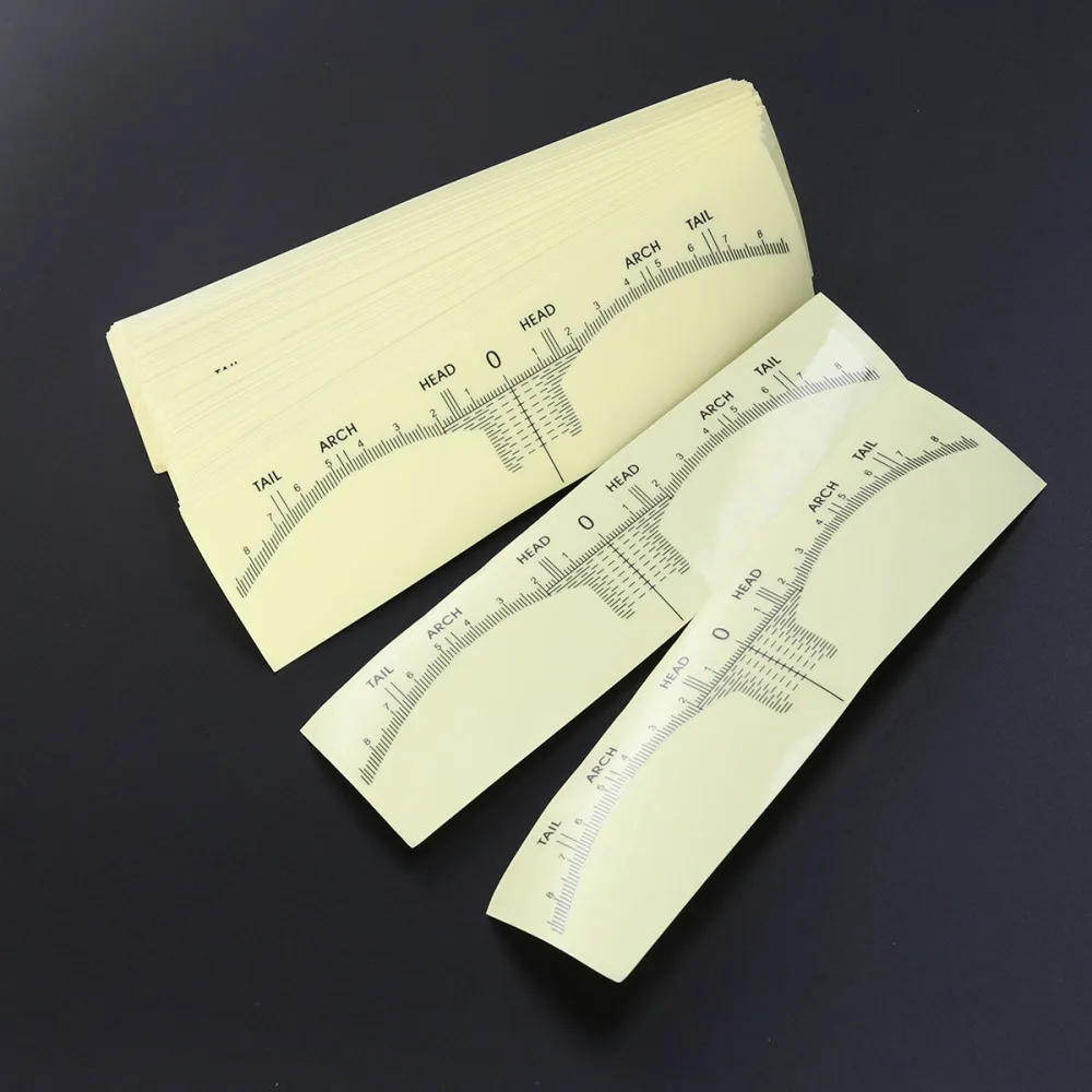 

100 PCS Disposable Ruler Stickers Permanent Makeup Adhesive Microblading Ruler Guide Shaping Tools Eyebr