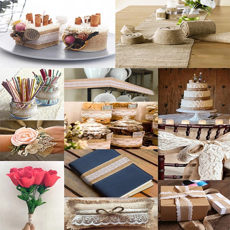 5 см * 2 м джутовая лента из мешковины в рулонах кружевная для домашнего декора