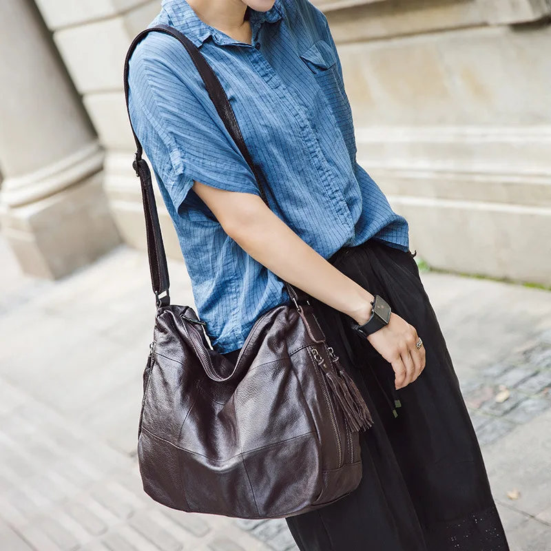 Женская сумка из натуральной кожи Новая модная женская через плечо большая