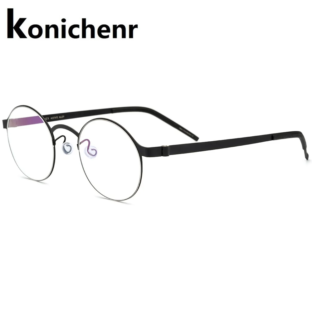 

Konichenr Titanium Glasses Frame Men Optical Prescription Eyeglasses Women Round Screwless Myopia Spectacle Frame Korean 28626