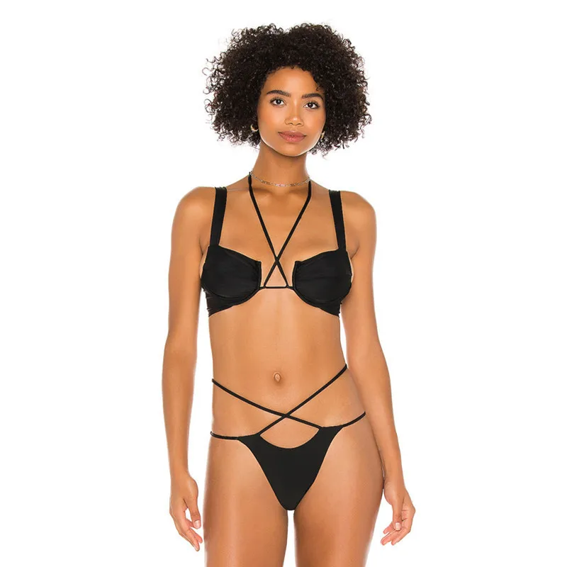 

Sexy Bandeau Push Up Bikinis Women Swimwear Biquini String Bandage Bikinis Brazilian Swimsuit Beach Wear Hollow Out Bathing Suit
