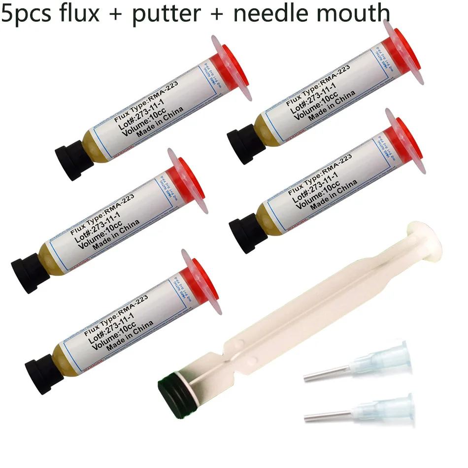5pcs putter needle 5 шт. 10cc в форме иглы RMA PCB PGA BGA SMD 223 паста для флюсовой пайки гибкий наконечник шприца флюс паяльной пасты смазки ремонт Solde - Цвет: 5pcs putter needle