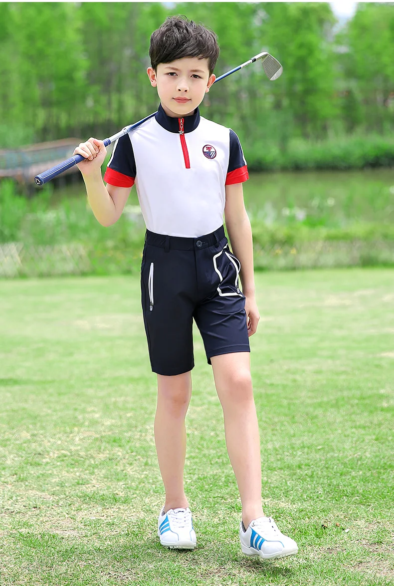 Футболка PGM для мальчиков с коротким рукавом и воротником стойкой быстросохнущая