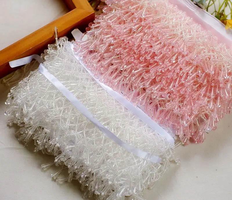 2 ярда/Лот кружевная кисточка ручной работы с бисером сделай сам свадебная одежда