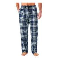mens home pants cotton flannel autumn winter warm sleep bottoms male plus size plaid print sleepwear pajama pants for men