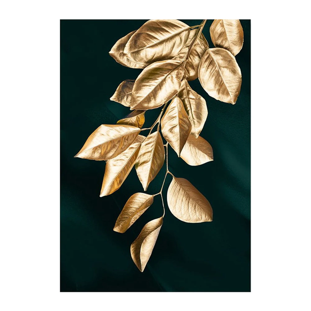 Абстрактная картина с изображением золотых растений в современном стиле - Фото №1