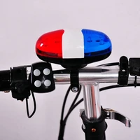 1pc bicycle bell 6 led 4 tone bicycle horn bike call led bike police light electronic loud kid accessories bike scooter mtb