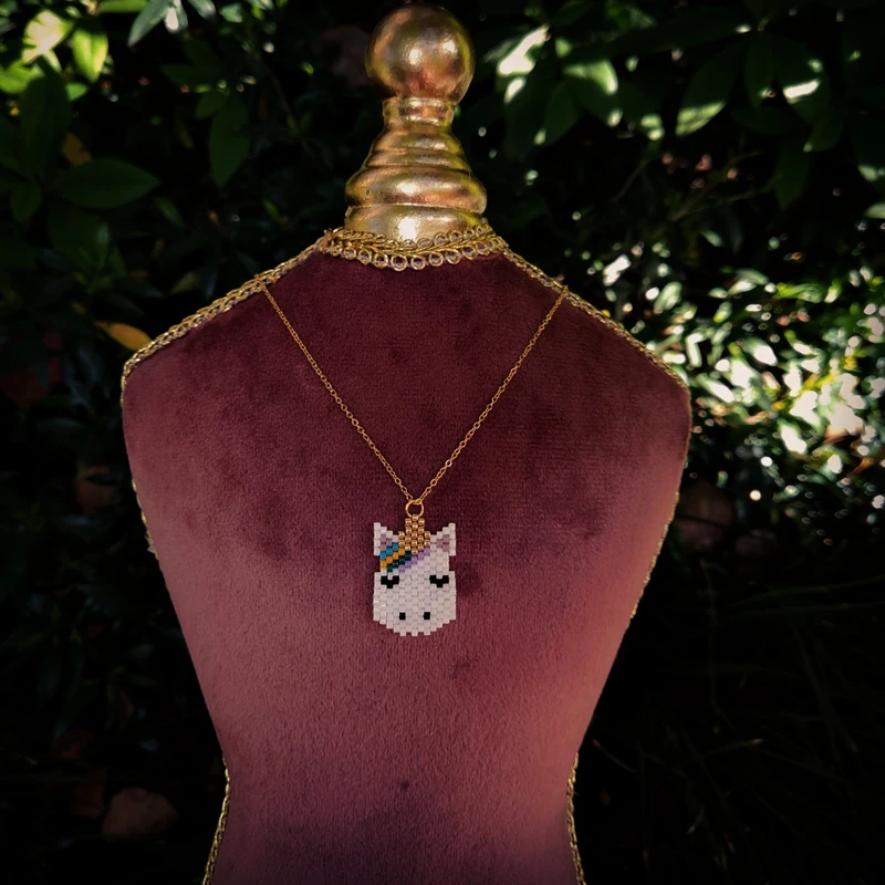 

Fairwhoo Cute Unicorn Necklace Muyuki Handmade New Hot Selling Girl Stainless Steel Necklace Jewelry Wholesale Accessories Beads