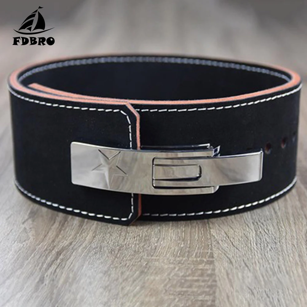 

FDBRO Sports abdomen weightlifting squat hard pull lever leather belt buckle