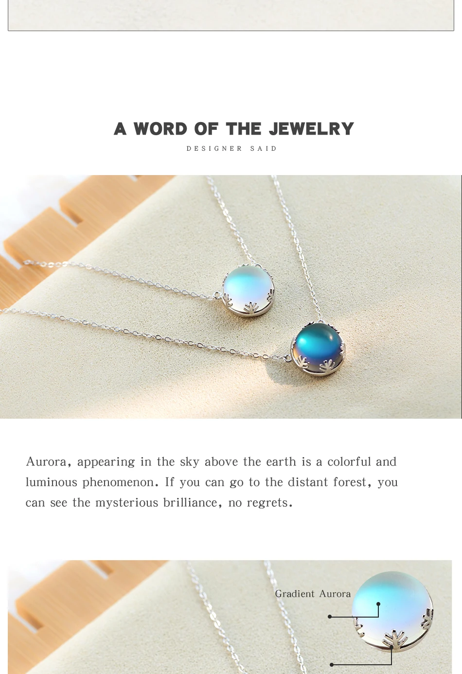 

925 Silver Aurora Necklace Halo Scale Light Forest Women Pendant Necklace for Girl Elegant Jewelry