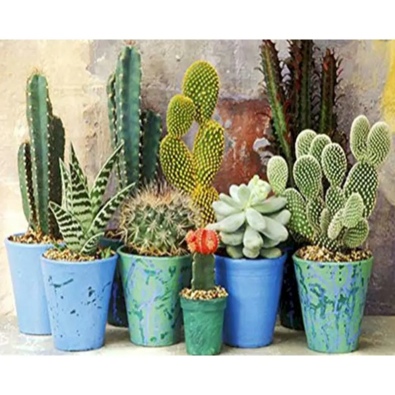 

GATYZTORY Â Diamond Painting Cactus Picture Of Rhinestone Full Square Round Drill 5D DIY Diamond Embroidery Botany Mosaic Handmad