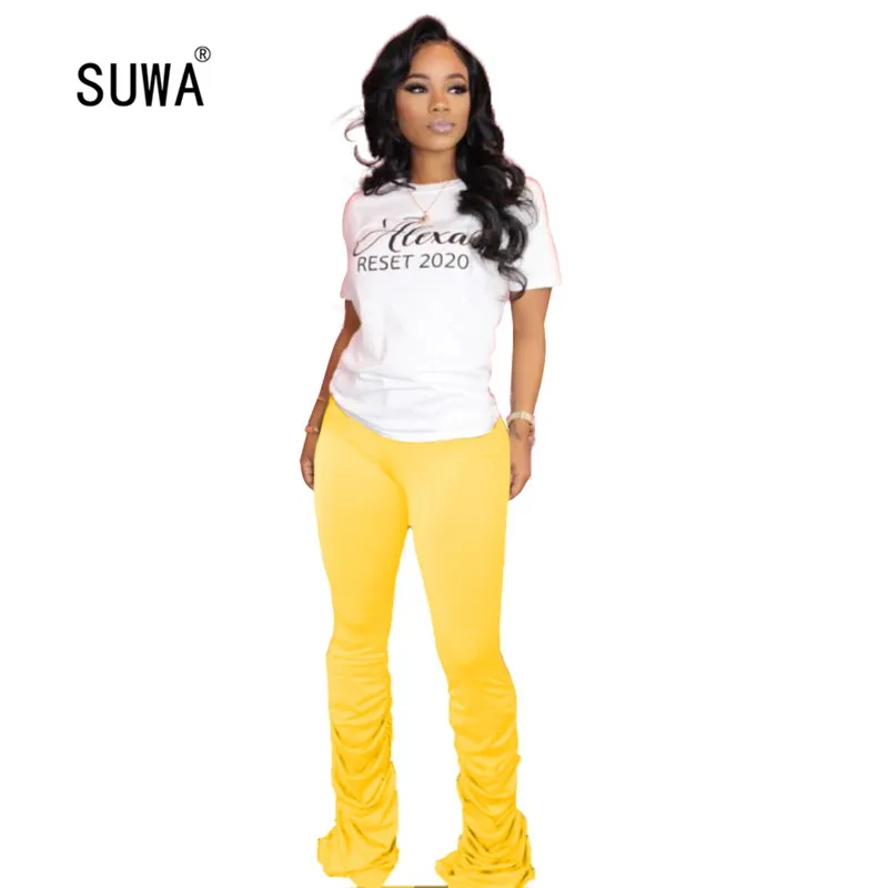

2020 wholesale hot sale streetwear women slim pleated leggings classic streetwear women long pants trousers femme bottoms
