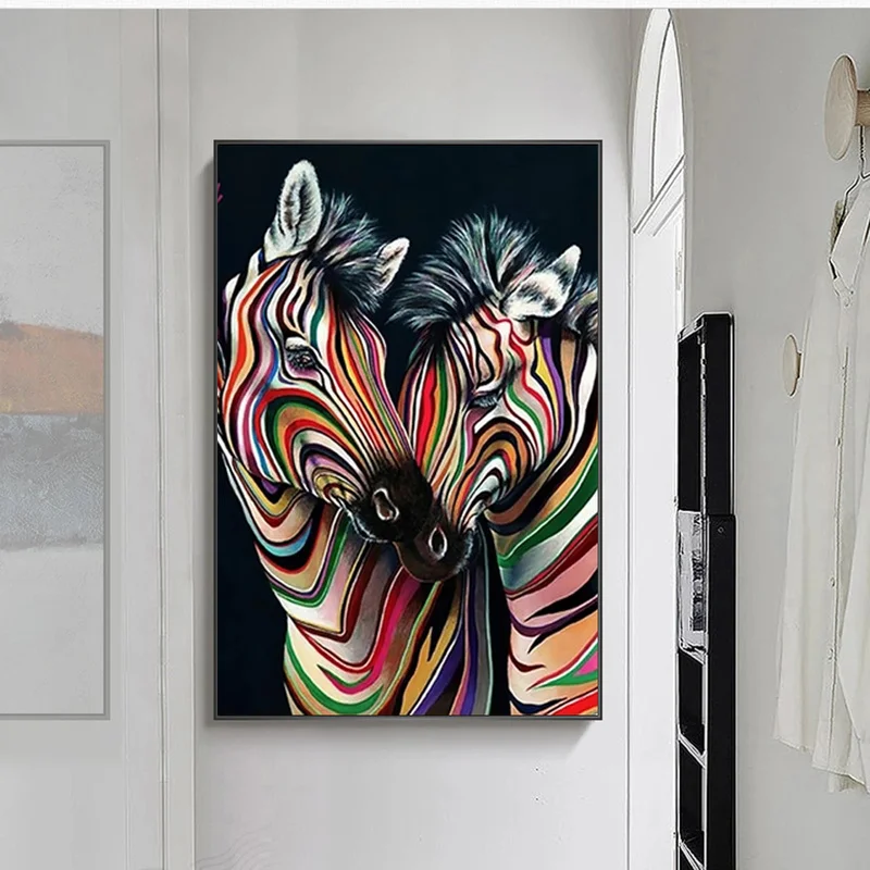 

Modern Abstract Animals Canvas Painting Fashion Zebra Wall Art Poster and Printings Picture for Living Room Home Decor Unframed