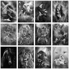 Алмазная 5D картина сделай сам с черно-белыми животными, вышивка крестиком, Лев, Орел, волк, алмазная вышивка собаки, мозаика, Декор для дома