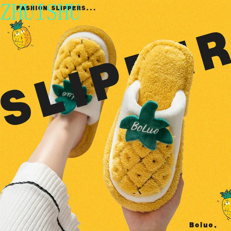 

Cotton Slippers Female Autumn and Winter Home Non-slip Couple Home Indoor Warmth Cute Men's Wool Slippers Zapatos Para Mujer