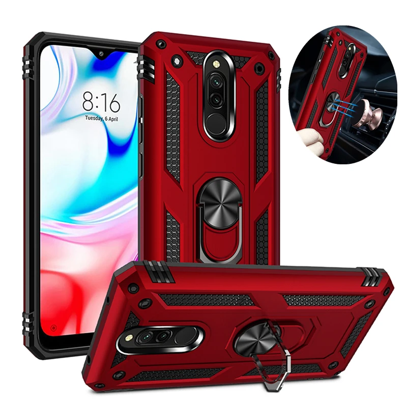 Чехол для Xiaomi Redmi 8 магнитный автомобильный держатель кольцо противоударный