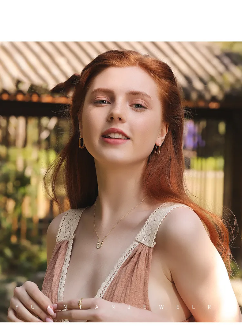 

Harlig sterling silver 925 gold color U-shaped interlocking chain for women allergy free fashion jewelry trendy style