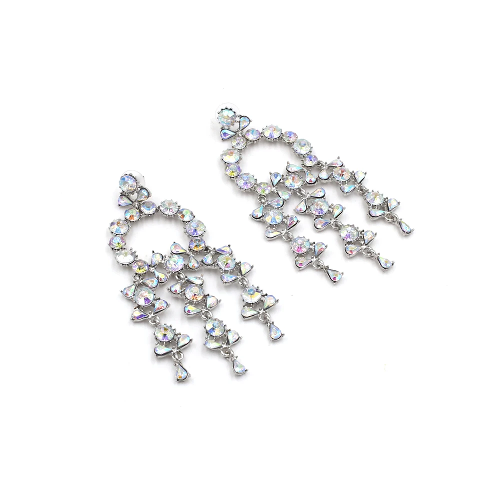 Vodeshanliwen ZA New Crystal Tassel Earrings For Women Fashion Imitation pearl Statement Big Earrings New Accessories