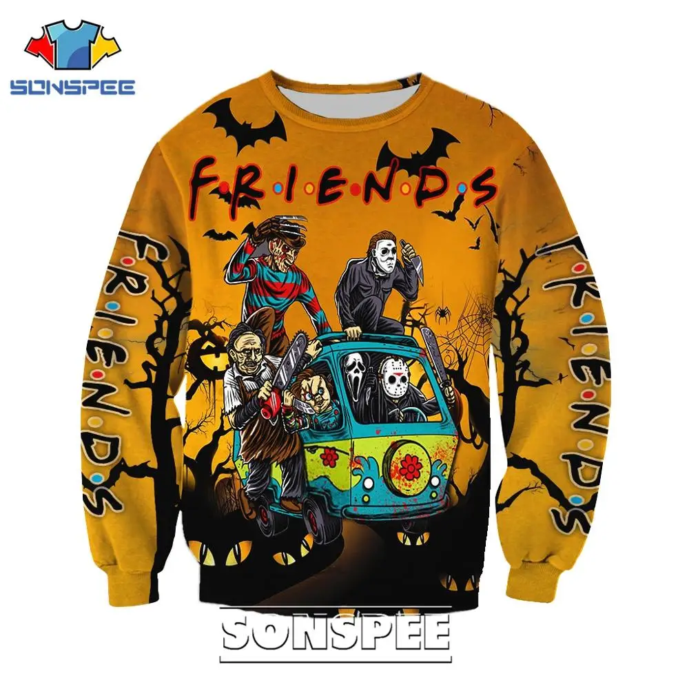 Мужская толстовка SONSPEE с 3D принтом ужасы друзья пеннивайз Майкл Майерс Джейсон
