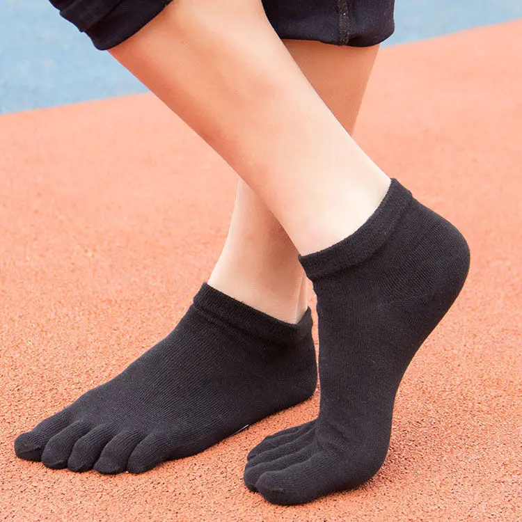 Носки мужские с пальцами хлопковые однотонные для езды на велосипеде и бега