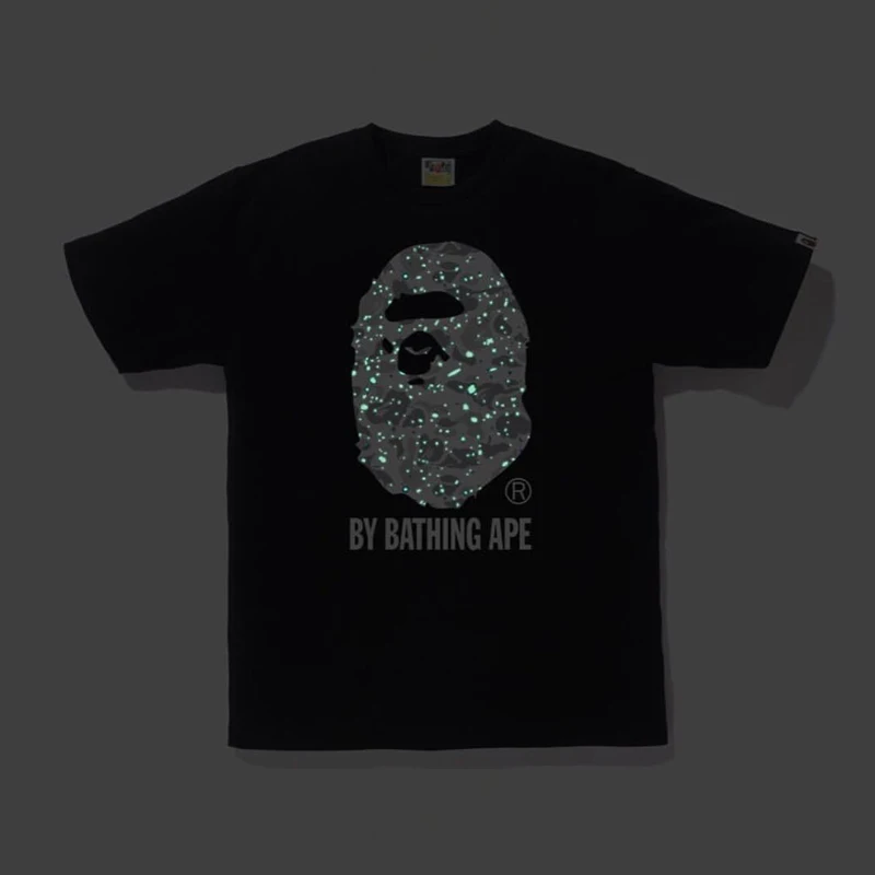 

Bape T-shirt camouflage ape head starry sky luminous printing Japanese street clothing men and women cotton short sleeves