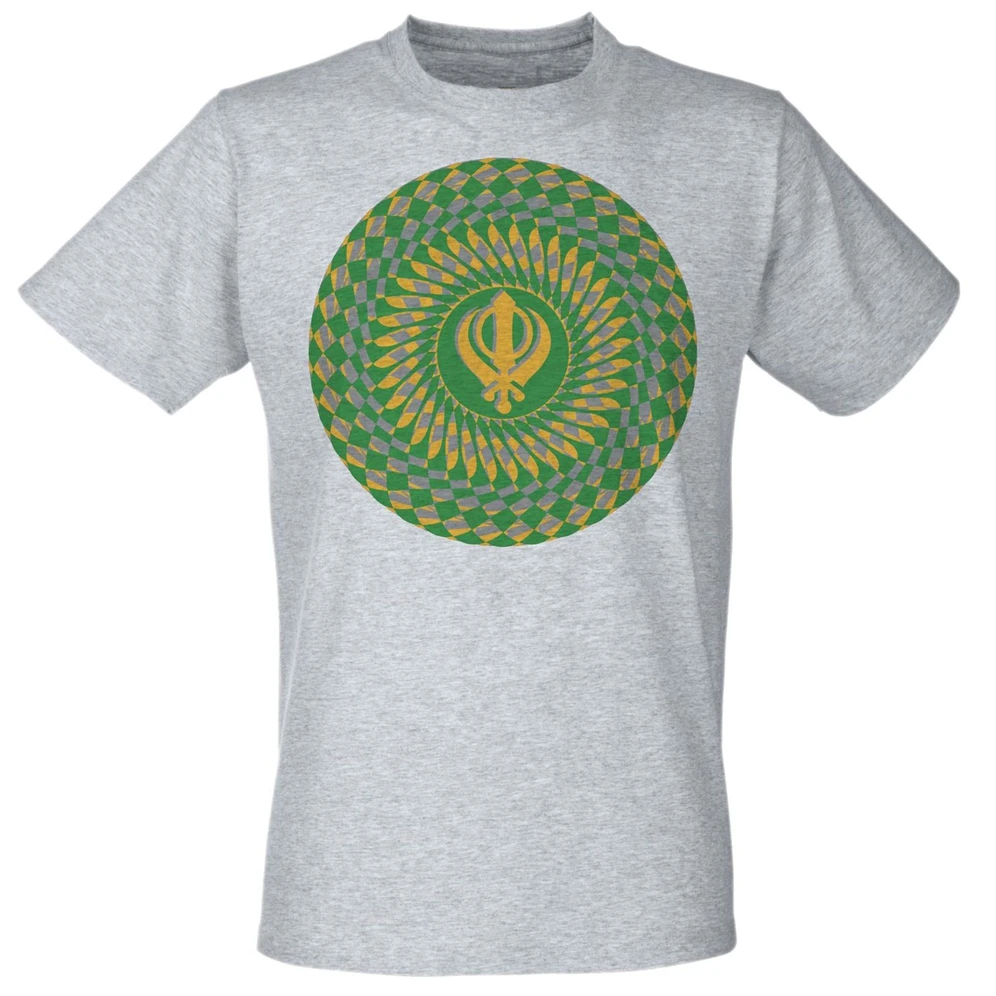 Серая духовная Psy-Trance Khanda Sikh футболка психоделическая Goa Мандала Забавный дизайн |