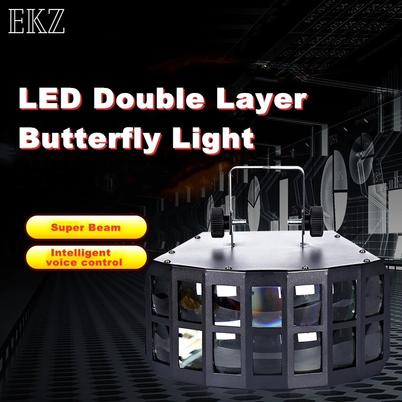 Proyector de luz LED RGBW 4 en 1, 2x15W, doble capa, efecto mariposa, para KTV, DJ, Disco, fiesta, luces