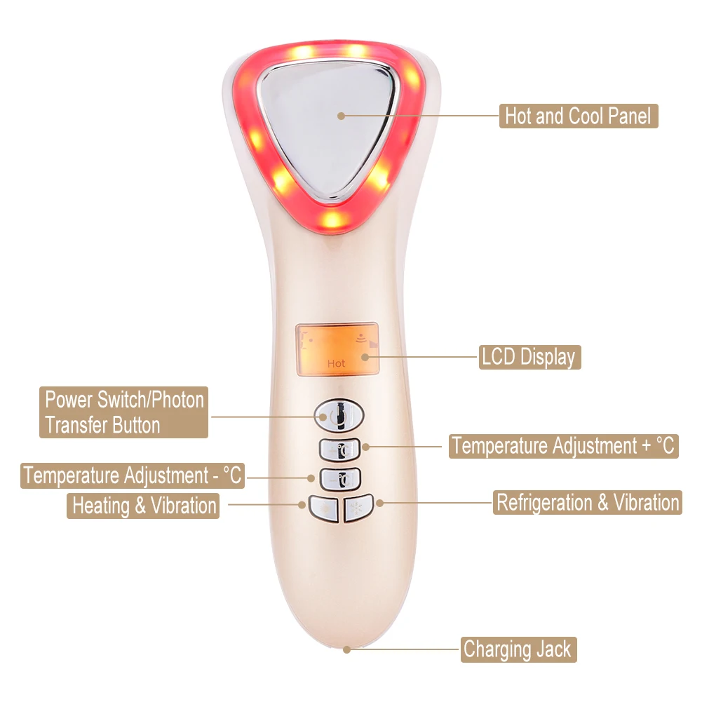 

Pro Hot & Cold Ultrasonic Skin Care Machine Acne Removal Anti-aging Pore Vibration Face Lifting IPL Photon Beauty Instrument