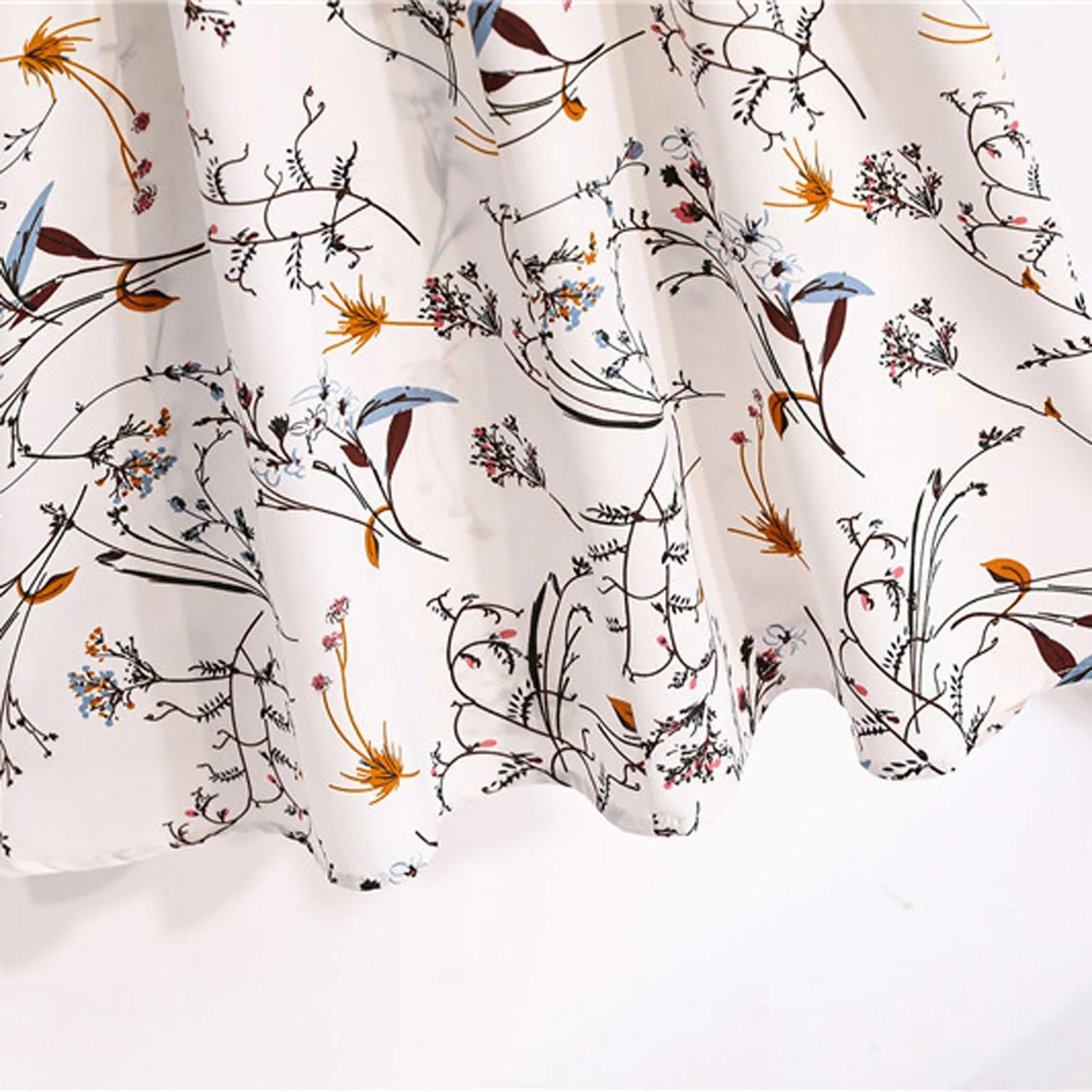 

2021 Floral Print Women Dress Female Autumn Long Sleeve Vintage Chiffon Bow Tie Neck Office Lady Shirt Dress vestido de mujer