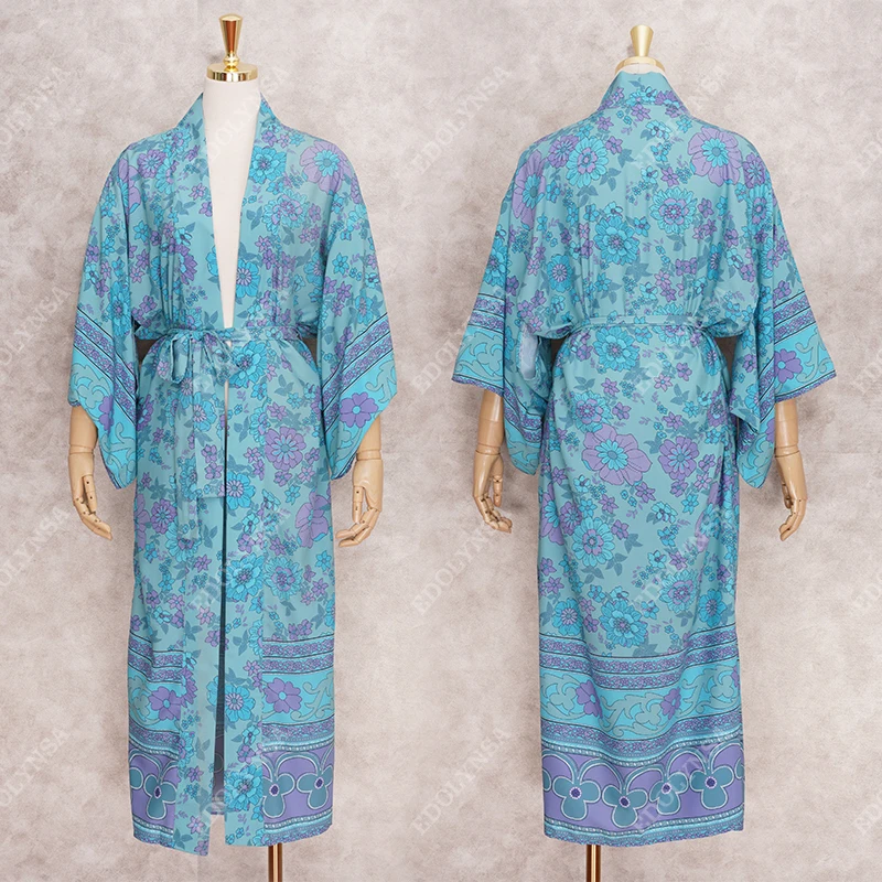 2022 Пляжная накидка на бикини с принтом туники для пляжа длинный кафтан Пляжное