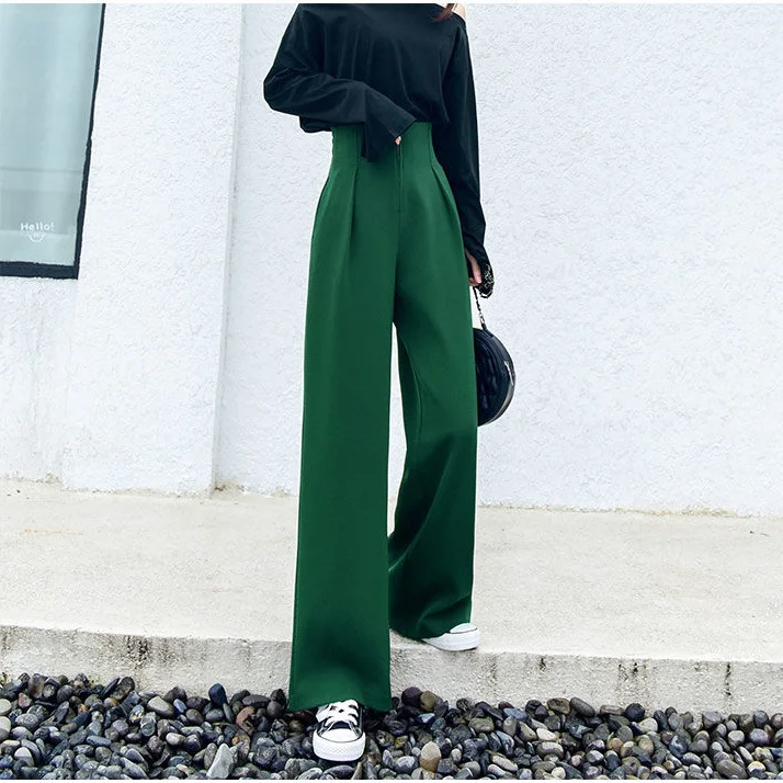 

spring and summer high waist wide leg pants women loose straight leg trousers casual straight leg trousers