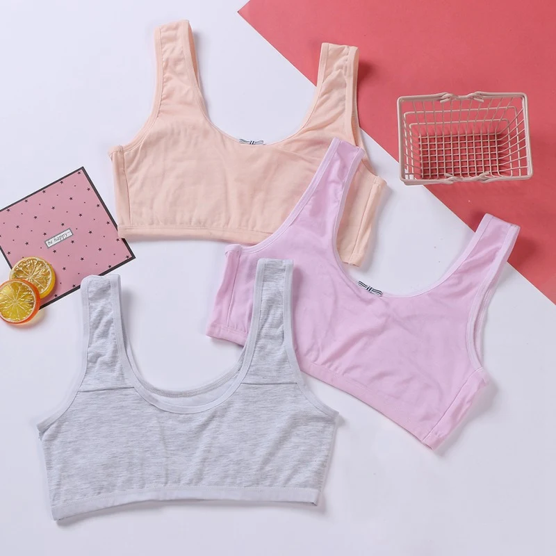 Летний тонкий тренировочный льняной мягкий бюстгальтер для девочек спортивный