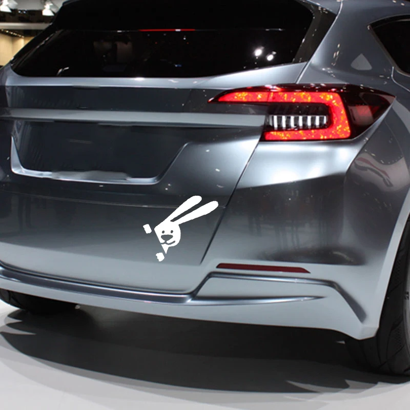 

15*8.6cm 1 pcs crazy bunny Auto Car Bumper Window Vinyl Decal Sticker Funny Rear Window Car Sticker Body Decals Car Accessories