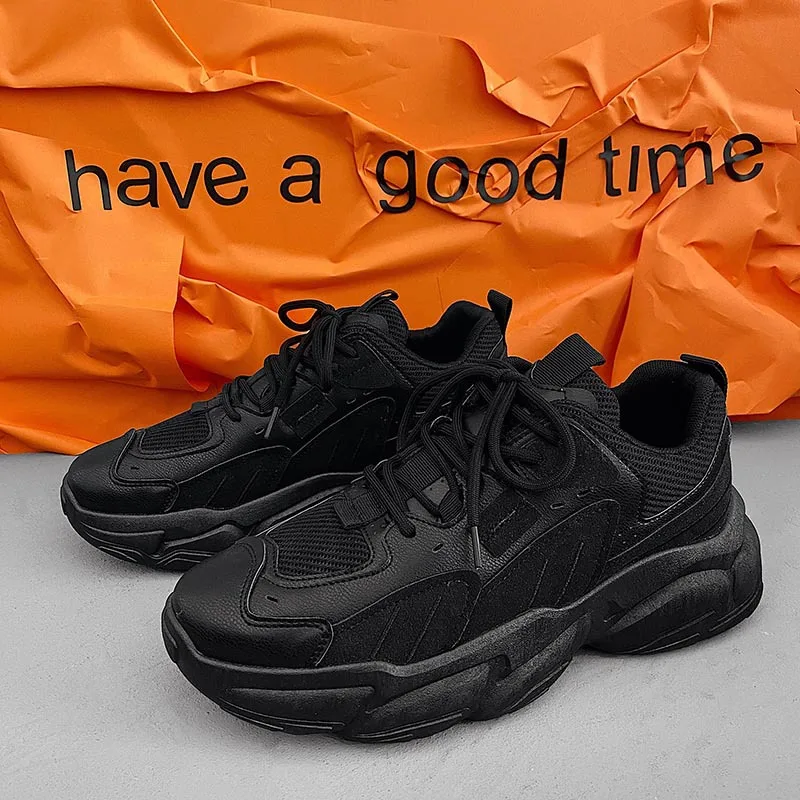 

Men's Shoes Summer 2021 New Fashion Non-slip Round-toe Lightweight Lace-up Mesh Shoes Thick-soled Low-top Casual Sneakers